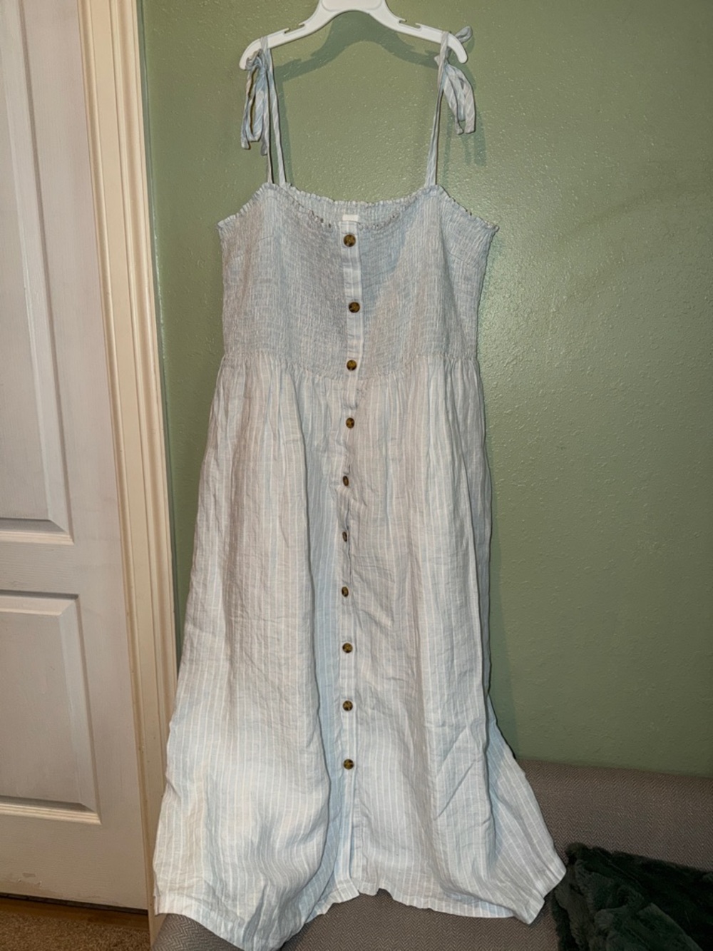 GAP Light Blue and White Striped Button-Front Sundress $109 NWT